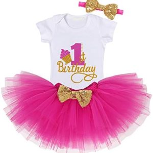 AmzBarley Baby Girls Unicorn Outfits Tutu Skirt My 1st / 2nd Birthday Short Sleeve Rompers Tops Skirt Kids Outfit Clothing Sets