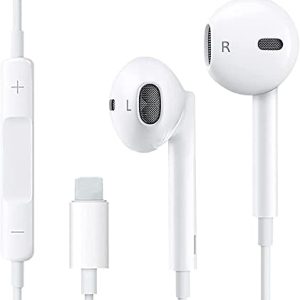 [Apple MFi Certified] Apple Earbuds iPhone Headphones Earphones with Lightning Connector (Built-in Microphone & Volume Control) Compatible with iPhone 14/13/12/11/XR/8/7 Support All iOS System