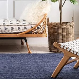 Avgari Creation RUG Jute Natural Hand Braided Rug Rectangle Blue Handmade Natural Fiber Area Carpet Kitchen, Hallway Rugs For Living-60x120 CM