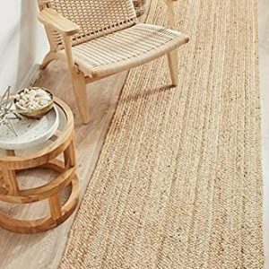 Avgari Creation Rug 100% Natural Jute Rectangle Hand Braided Reversible Area Rug (60 x 180 Cm (2x6 Feet)), Beige