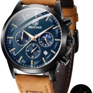 BENYAR Men's Watches Chronograph Date Watch Analogue Quartz Waterproof Business Casual Fashion Wrist Watches Gift for Men