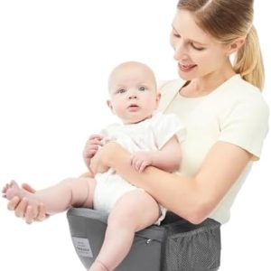 Bebamour Baby Carrier Hip Seat 0-36 Months Lightweight 3 in 1 Baby Carrier Newborn to Toddler HipSeat (with Waist Extender, Foam Series, Air Grey)