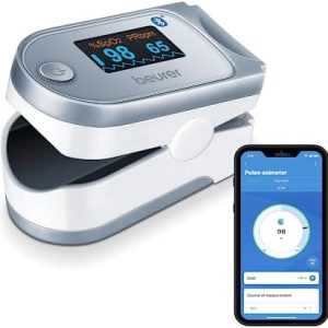 Beurer PO60 Pulse Oximeter with Bluetooth | Measures Heart Rate and arterial Oxygen Saturation for Those with Medical Conditions | Wireless Data Transfer to Your Smartphone | Medical Device