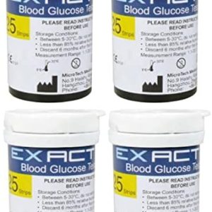 Blood Glucose Test Strips x 100pcs & Lancets x 100, Only for Exactive Vital Glucometer Blood Glucose Monitor