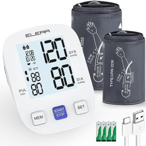 Blood Pressure Monitor with 2 Cuff, Elera Digital Automatic Upper Arm Blood Pressure Machine with 32-52cm Extra Large Cuff and 22-36cm Standard Cuff