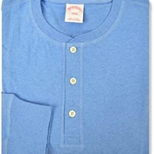 Brook Brothers Men's Soft Knit Cotton Long Sleeve Three Button Henley Tee T-Shirt