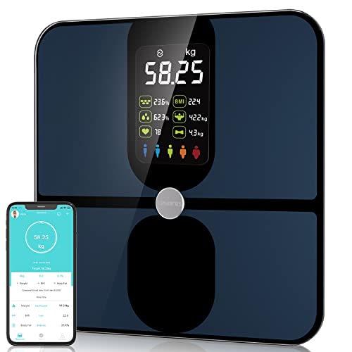 CHWARES Scales for Body weight, Smart Weighing Scales with Large VA Screen, USB Rechargeable Digital Bathroom Scale with 15 Metrics Body Composition Analyzer Scale for BMI Heart Rate 180kg, Black