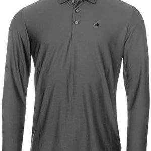 Calvin Klein Mens 2024 Long Sleeve Light Central Golf Polo Shirt