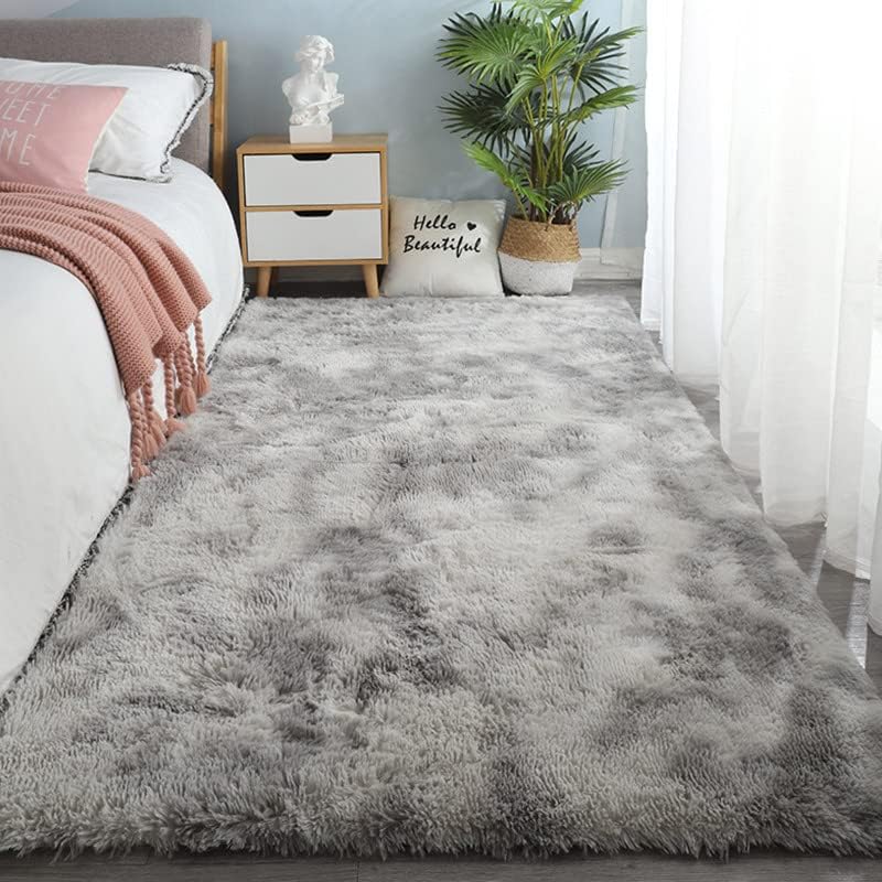 Cekene Area Rugs for Bedroom 80x160 Fluffy Shaggy Rugs for Living Room Grey Non Slip Living Room Rugs Deep Pile Floor Carpet Rug for for Girls Room Playroom Indoor Decor