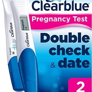 Clearblue Pregnancy Test Double-Check & Date Combo Pack, Result As Fast As 1 Minute (Visual Stick) & Tells You How Many Weeks (Digital Stick), Kit Of 2 Tests (1 Digital, 1 Visual), Packaging May Vary