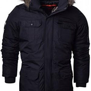 Crosshatch Mens Heavy Weight Fur Hood 'Parked' Parka Padded Waterproof Winter Coat Jacket