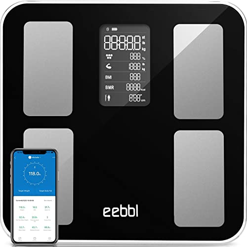 EEBBL Body Fat Scales Digital Personal Scales Bluetooth Body Analysis Scales with App Smart Scales for Body Fat, BMI, Muscle Mass, Protein, BMR, Black