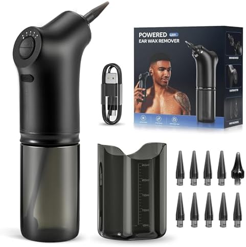 Ear Wax Removal Kit, Electric Ear Cleaner with 4 Modes Settings, Stable and Effective Ear Irrigation System, Water Resistant USB Rechargeable Ear Cleaning Kit for Families