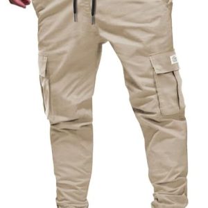 Elegancity Mens Cargo Trousers Casual Jogger Work Pants Regular Fit Drawstring Sweatpants Sports Bottoms with Pockets (38-46)