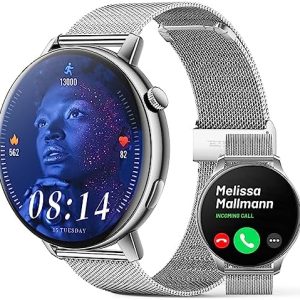 FMK Smart Watch with Call Function - 1.32'' Full Touch Fitness Tracker Watch with Female Health Tracking Blood Oxygen Heart Rate Sleep Monitor Waterproof Sports Watches for Android IOS