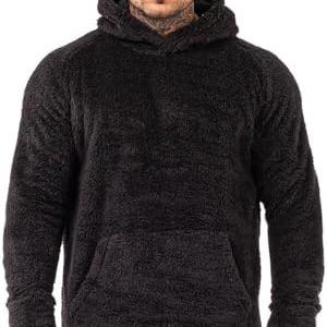 GINGTTO Men's Fuzzy Sherpa Sweatshirt Fashion Pullover Fleece Hoodies