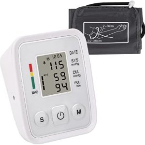 GLAITC Blood Pressure Monitor with 22-36cm Cuff,Blood Machine BP Pulse Rate Detection Meter LCD Display,Voice Broadcast and Backlight for Home Use,Elder Gift (White)
