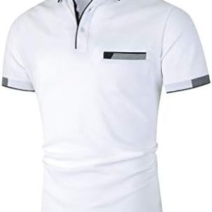 GNRSPTY Men's Short Sleeve Polo Shirts Classic Contrast Color Thread Slim Fit Cotton Golf Tennis T-Shirt