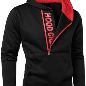 HOOD CREW Men’s Casual Long Sleeve Drawstring Sweatshirt Zipped Hoodie