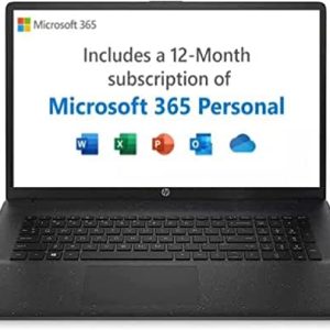 HP 17.3” Full HD Laptop PC 17-cn0041sa, Intel Pentium Gold, 4 GB RAM, 128 GB SSD, Windows 11 in S Mode, with Microsoft 365 Personal 12 Months Included – Black