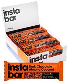 Instabar - Dark Chocolate, Almond & Coconut Fruit and Nut Bar - Gluten & Lactose Free - (Pack of 16 x 35g Bars)