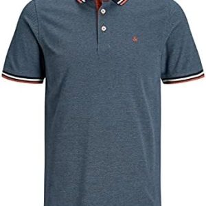 JACK & JONES Men's Slim Fit Polo Shirt JJEPAULOS Solid Summer Top Short Sleeve Basic Pique Cotton