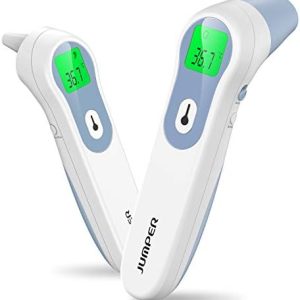 JUMPER Ear Forehead Thermometer Infrared Digital Thermometer with Accurate Reading High Temperature Alarm Memory Recalls for Baby Kid and Adults, Blue