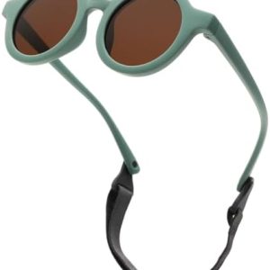 LOJUDI Baby Sunglasses 0-24 Months - with Strap Polarised Cute Round for Newborn Infant Toddler Sunglasses Baby Girls Boys