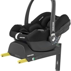 Maxi-Cosi CabrioFix i-Size Baby Car Seat, CabrioFix i-Size ISOFIX Base Bundle - Group 0+ Car Seat, Fits Most Maxi-Cosi Strollers, 0-12 Months, 40-75 cm + CabrioFix i-Size Base, Essential Black