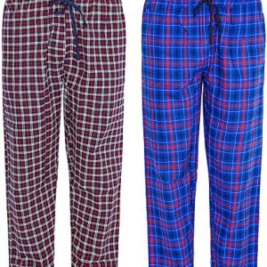 Mens Pyjama Bottoms Loungewear Checked Yarn Dyed 100% Cotton Pants With Pockets