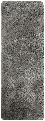 Modern Style Rugs Lush Ultra Soft Machine Washable Silver Grey Fluffy Shaggy Runner Rug. Living Room, Bedroom, Hallway. 67x180cm