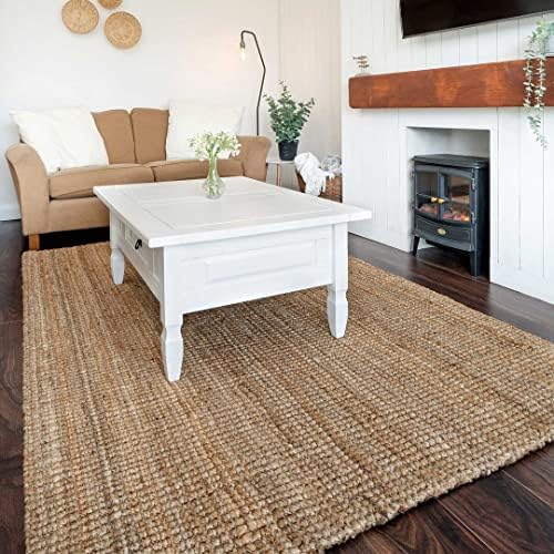 Natural Durable Eco Friendly Jute Area Rug Flatwoven Versatile Lounge Living Dining Room Mat Dirt Trapper Utility Kitchen Mat Rugs 80cm x 150cm