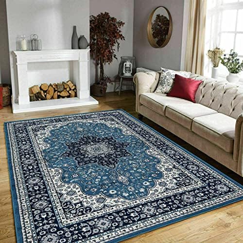 Online Bedding store Area Rugs – New luxury Beautiful modern traditional Area Rugs - Luxury Vintage Design carpet for hallway rugs (Blue, 120 * 170cm (4 ft x 5 ft 6 inch))