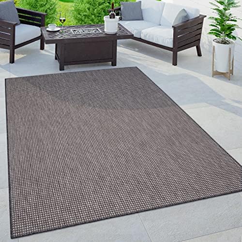 Paco Home Outdoor Rug For Garden Area Rug Living Room Kitchen Rug Modern Aztec Pattern Monochrome Mottled, Size:160x220 cm, Colour:Anthracite