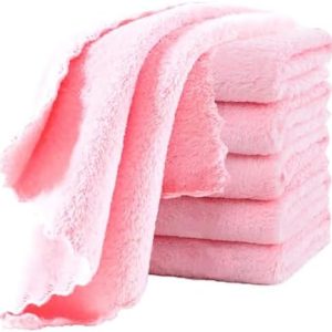 Pfimigh 6 Pack Baby Washcloths, 25 x 50 CM Coral Fleece Washcloths, Extra Absorbent and Soft Wash Cloth for Infants Sensitive Skin