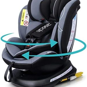 Reecle 360 Swivel Baby Car Seat with ISOFIX, Group 0+1/2/3 (0-36 kg), Approx. 0-12 Years (Black)
