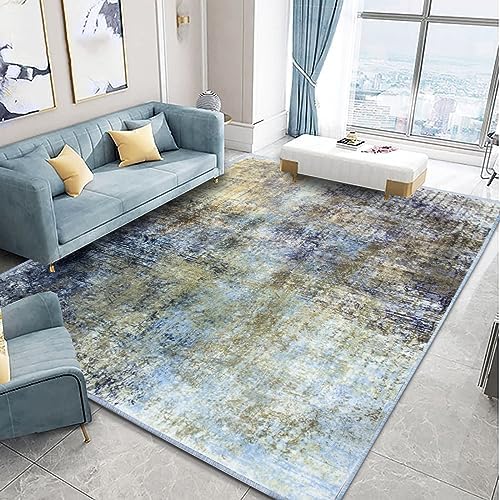 Rururug Large Rugs for Living Room Blue Mottled Abstract Rug Soft Touch for Bedroom Dining Room Easy to Clean Anti-Slip Washable 200x300cm Carpet