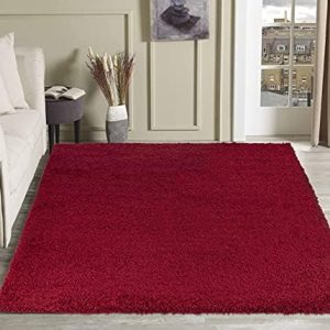 Serdim Rugs Living Room Shaggy Area Rugs, Polypropylene, RED, 60x110cm(2'x3'7)