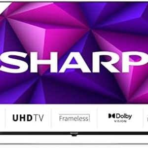 Sharp 4T-C50FN6KL2AB 50-Inch 4K Android Smart TV, Frameless UHD HDR with Google Assistant, HDMI 2.1 with eARC, Dolby Vision, Chromecast Built-in, Bluetooth, Freeview Play & Wireless Streaming – Black