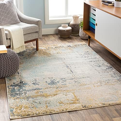 Surya Lublin Abstract Rug - Area Rugs Living Room, Dining, Lounge, Bedside - Modern Marble Rug, Soft Luxurious Easy Care Medium Pile - Large Rug 160x220cm Beige & Multicoloured Rug