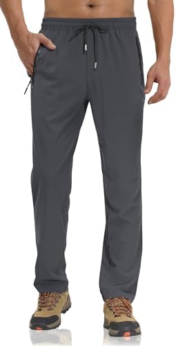 TACVASEN Men's Hiking Trousers Quick Dry Running Walking Trousers Lightweight Sport Work Trousers with Zip Pockets