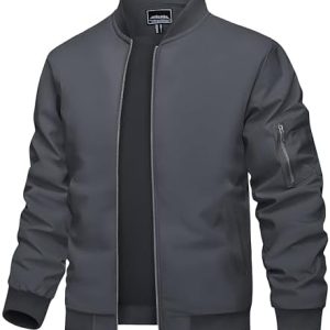 TACVASEN Men's Lightweight Jacket Thin Sportwear Bomber Jacket Windbreaker Coat