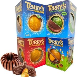 Terry's Orange Easter Chocolate Bulk - Milk, Dark, Mint & Milk with Crushed Mini Eggs Chocolate Orange Balls with Topline Card. Easter Gifts for Chocolate Hamper, Great for Easter Egg Hunt too