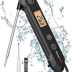 ThermoPro TP03H Instant Read Meat Thermometers with Foldable Temperature Probe, IPX6 Waterproof Food Thermometer with Calibration & Lock Function Cooking Thermometer for Air Fryers, Kitchen, BBQ Oven