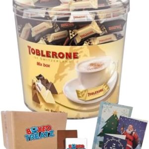 Toblerone Mixed Tub (904g) Swiss Milk, White & Dark Chocolate Honey & Almond Nougat + Christmas Card Boxed Treatz