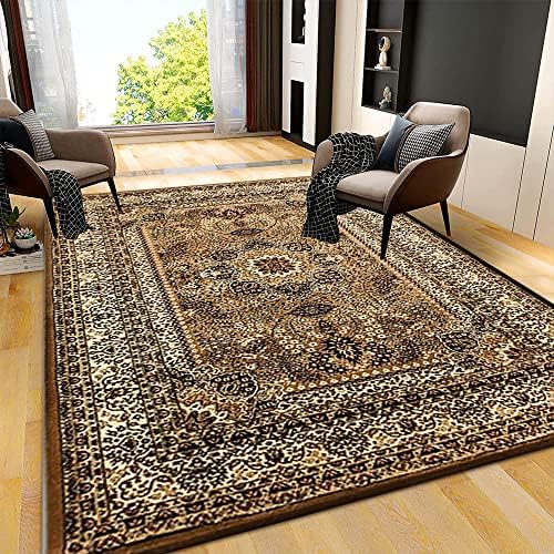 Tradiational Area Rug Carpet Mat for Living Room - Rectangle DISTRESSED Floral Pattern Vintage Non Shed Area Rug for Bedroom (200 x 290 cm, Beige - 207)