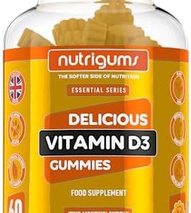 Vitamin D3 | 60 Lemon Flavour Gummies | Two Month Supply | 1000iu High Strength for Immune, Bones & Muscle Support | Suitable for 12+ Years by NUTRIGUMS®