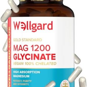 Wellgard Magnesium Glycinate, Mag 1200, High Strength Magnesium Bisglycinate, Made in UK