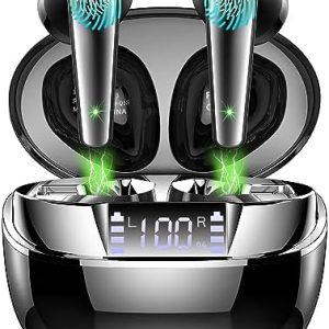 Wireless Earbuds, Bluetooth 5.3 Headphones In Ear Wireless Headphones with ENC 2.0 Mic, 2023 Bluetooth Earphones Noise Cancelling Ear buds with 40H Deep Bass, LED Display/USB-C, IP7 Waterproof Headset