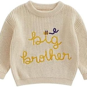 XIXIMAON Baby Boys Girls Cute Sweater Big Brother Sister Long Sleeve Knitted Pullover Infant Toddlers Jumper Winter Clothes